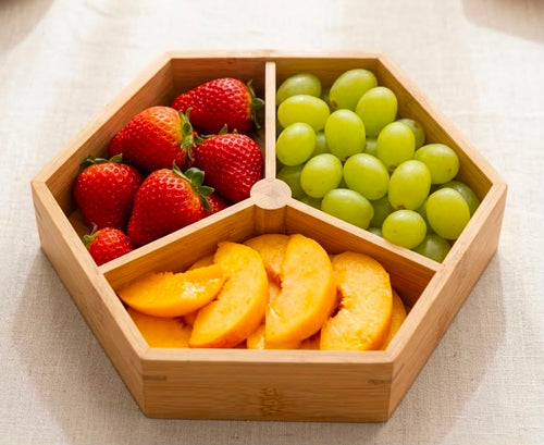 Bandeja de bambú con divisores