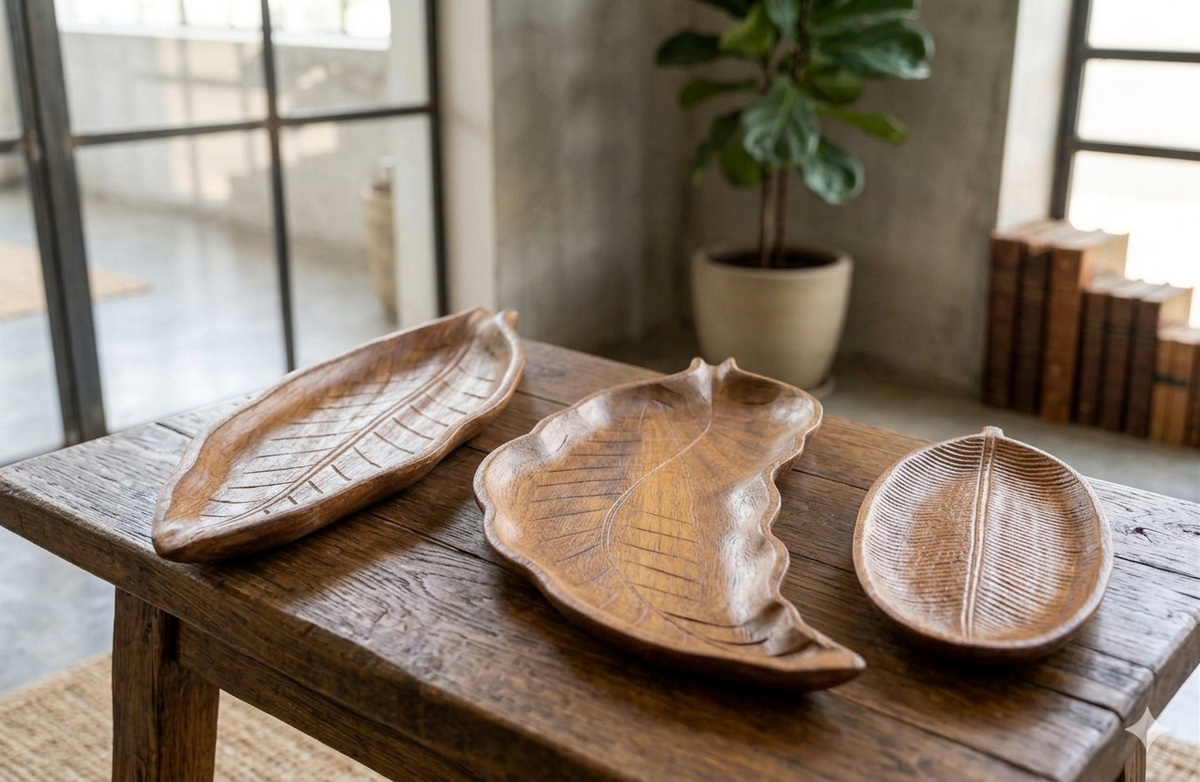 Set de 3 bandejas decorativas en forma de hojas