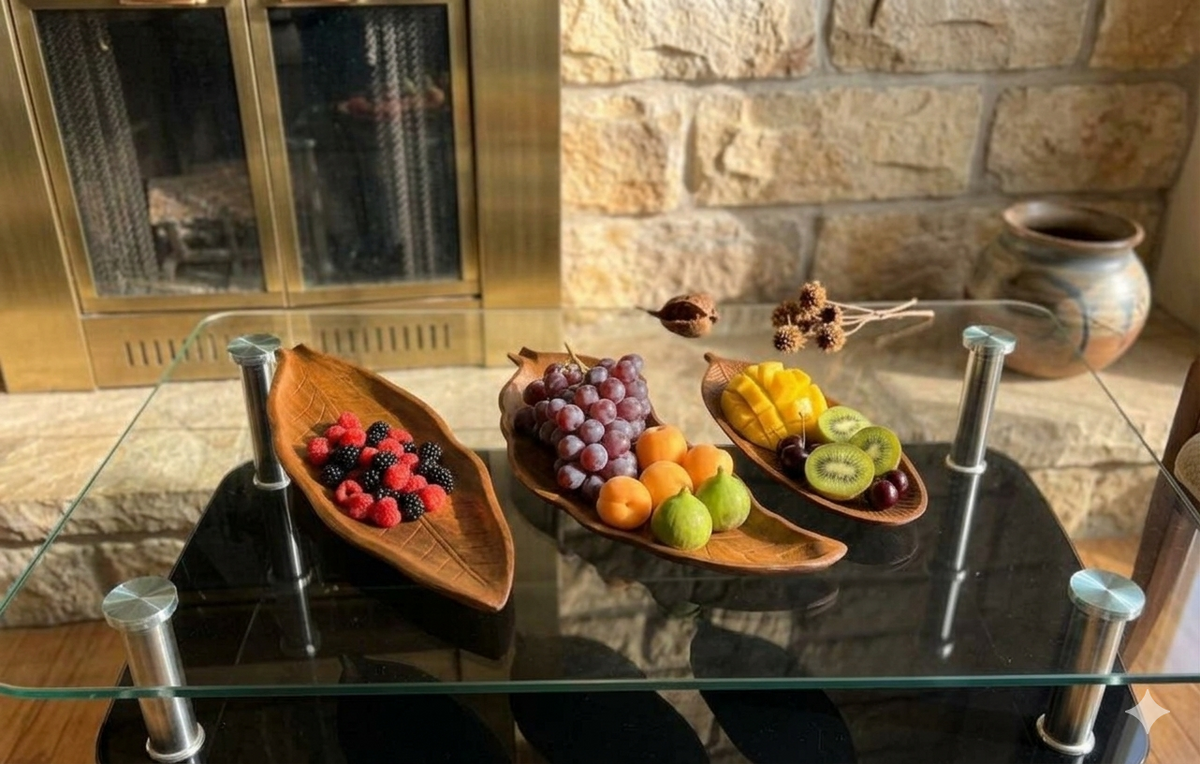 Set de 3 bandejas decorativas en forma de hojas