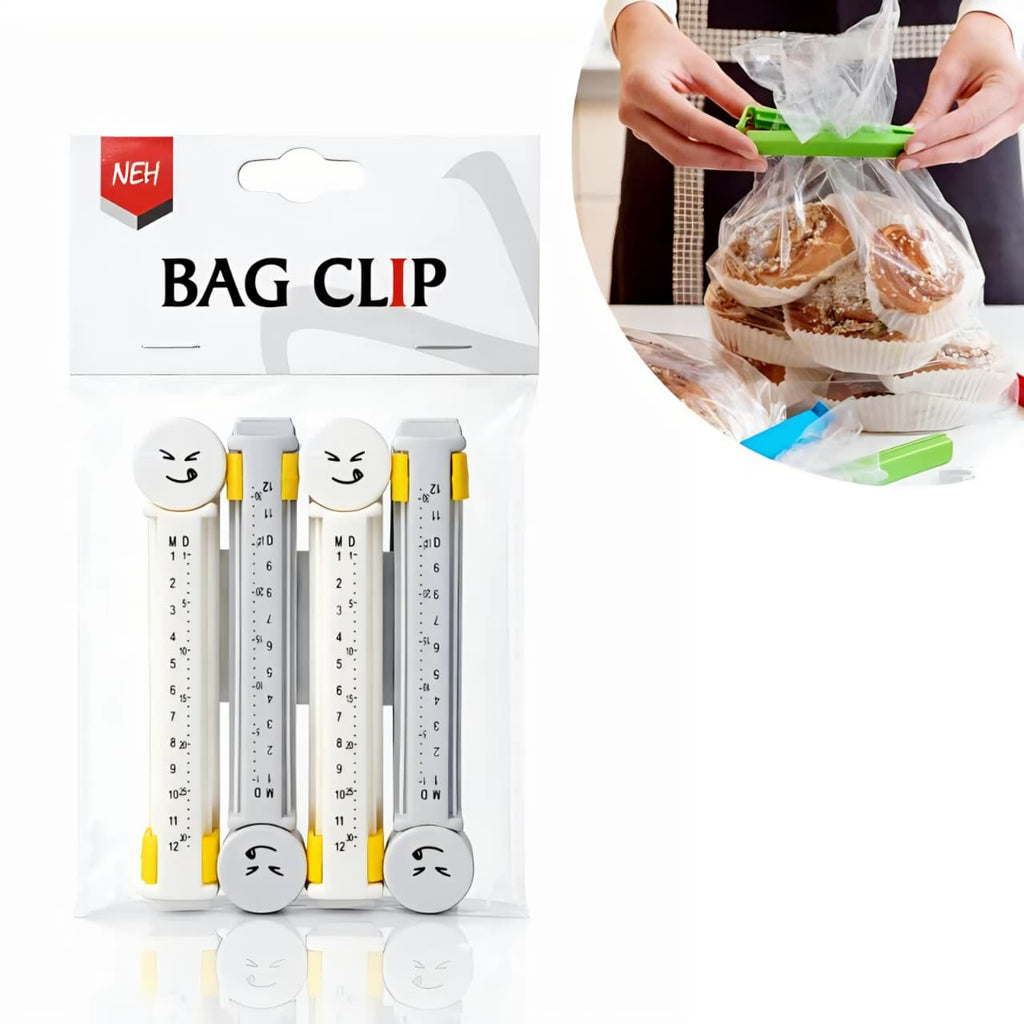 Set de 4 clips selladores para bolsas con fecha