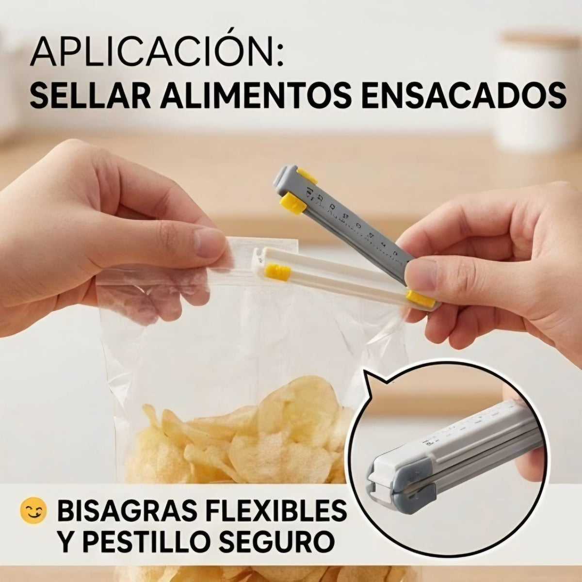 Set de 4 clips selladores para bolsas con fecha