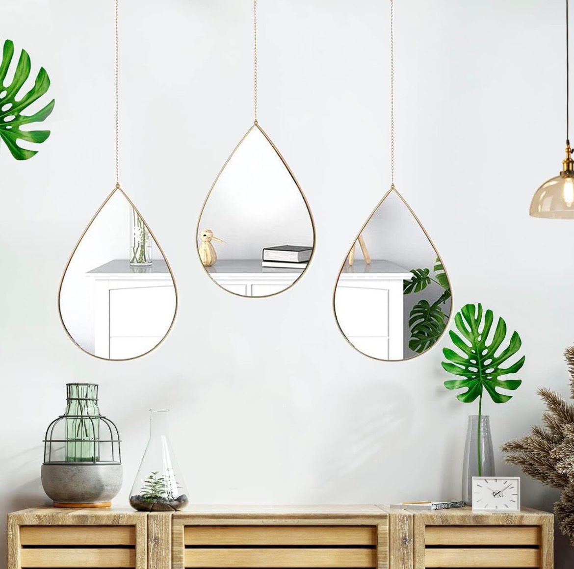 Espejos decorativos para pared en forma de gota