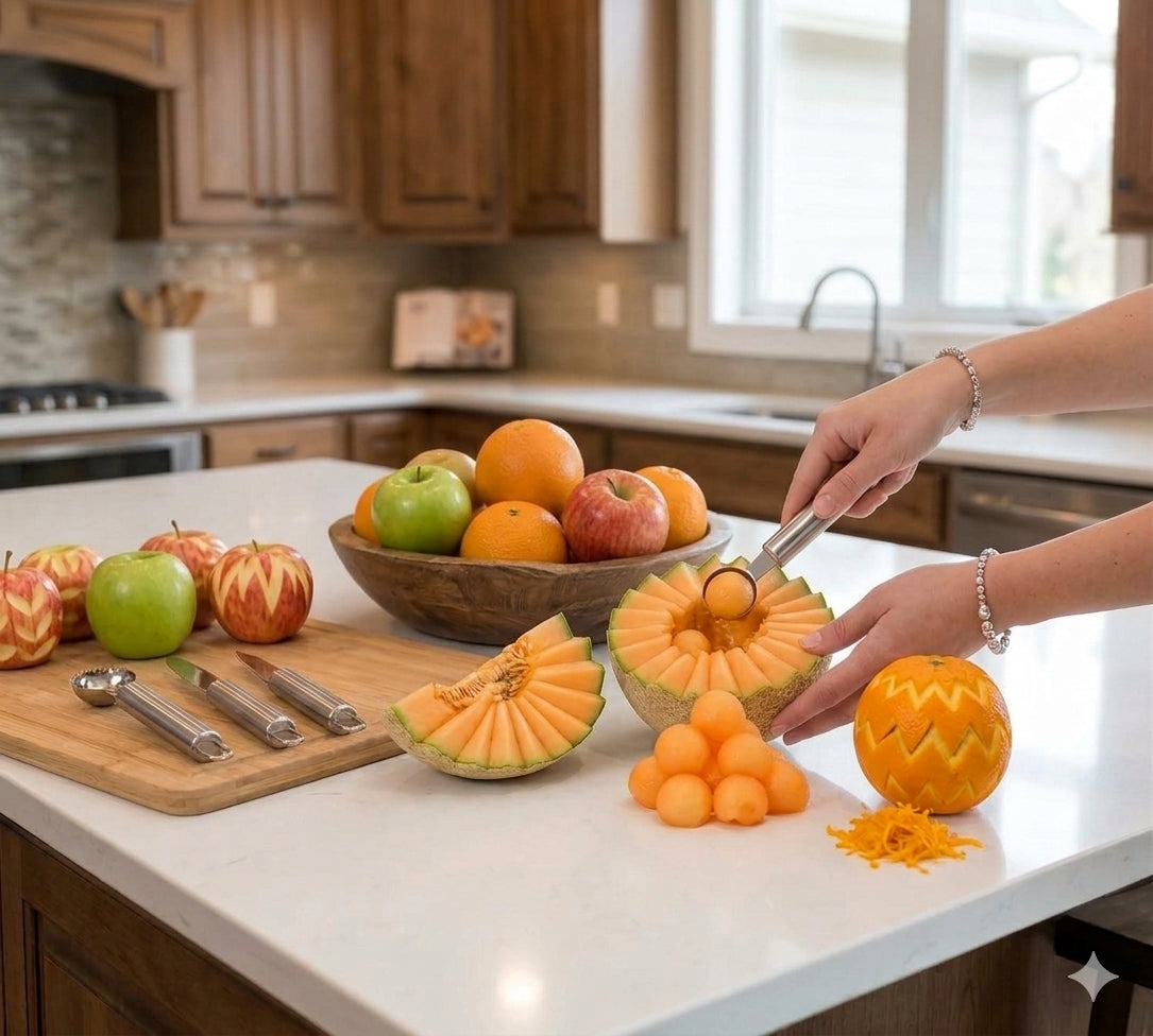 Set de herramientas para fruta, acero inoxidable