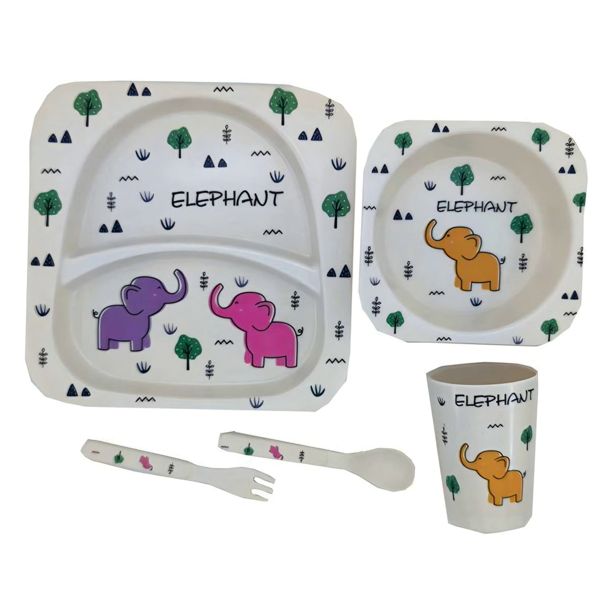 Set de platos infantil de fibra de bambú verde