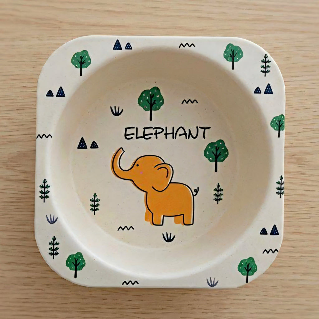 Set de platos infantil de fibra de bambú verde
