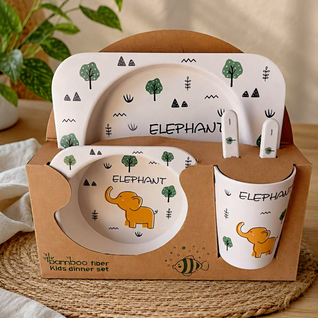 Set de platos infantil de fibra de bambú verde