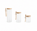 Set de 3 contenedores de vidrio con cuchara y tapadera de bambú