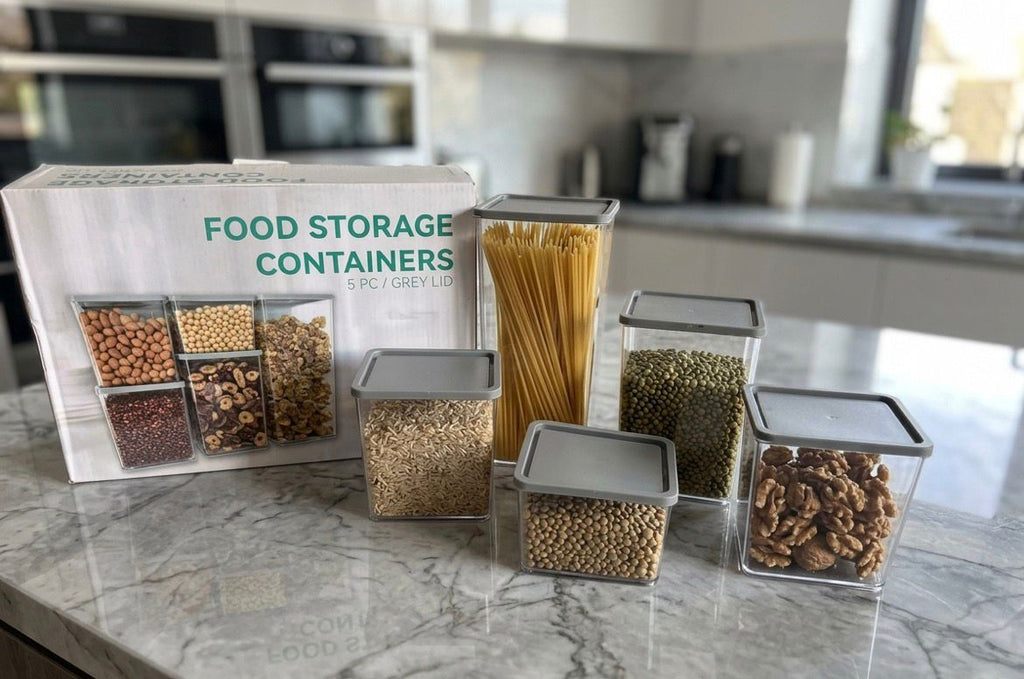 Set de 5 contenedores plásticos para cocina