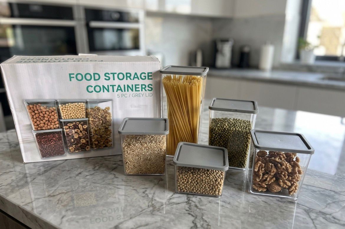 Set de 5 contenedores plásticos para cocina