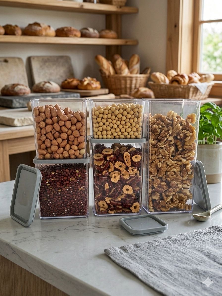 Set de 5 contenedores plásticos para cocina